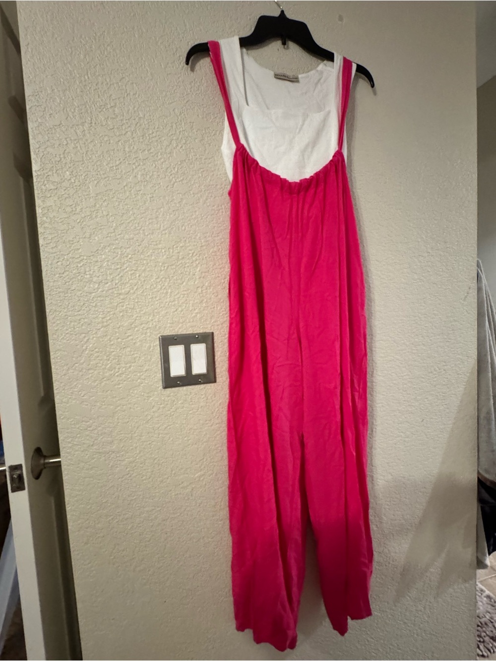 Zenana Outfitters Hot Pink Jumpsuit and White Crop Top